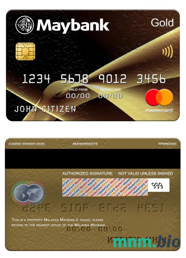 Malaysia Maybank mastercard złoto